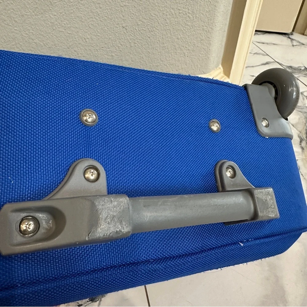 Delsey Underseat Carry On Rolling Tote Blue Softside Travel Bag